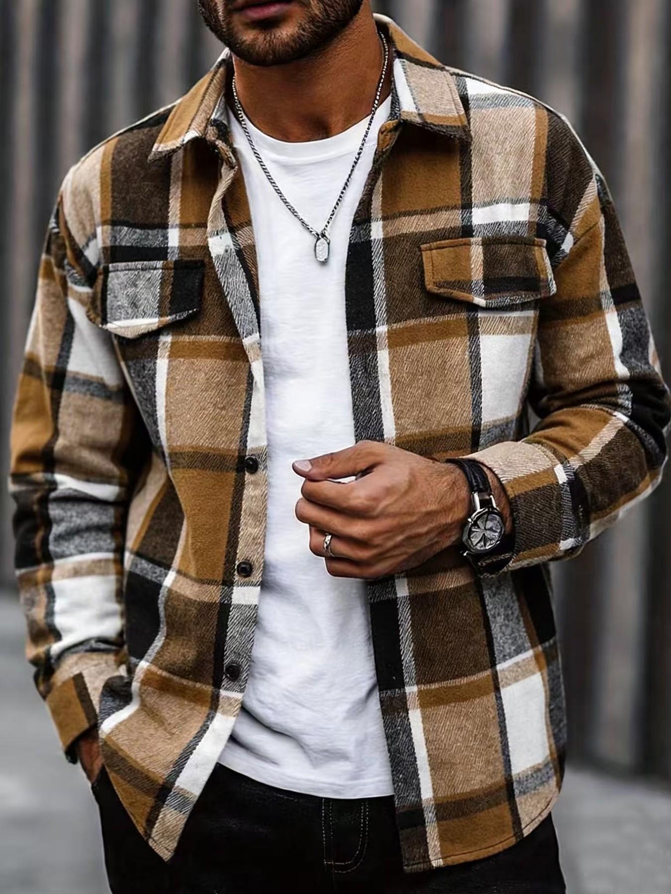 Flannel Shirt Lined - Camicia a quadri retrò da uomo,